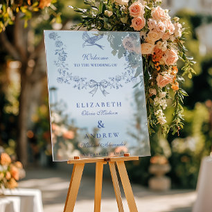 Blauwe Chinoiserie Floral Botanische bruiloft Acryl Bord
