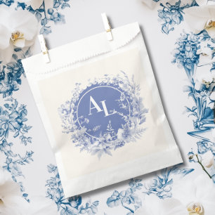 Blauwe Chinoiserie Floral Botanische bruiloft Bedankzakje