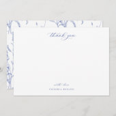 Blauwe Chinoiserie Floral Hartelijk dank Notitiekaartje (Voorkant / Achterkant)