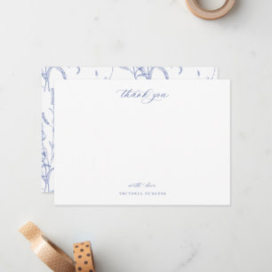 Blauwe Chinoiserie Floral Hartelijk dank Notitiekaartje