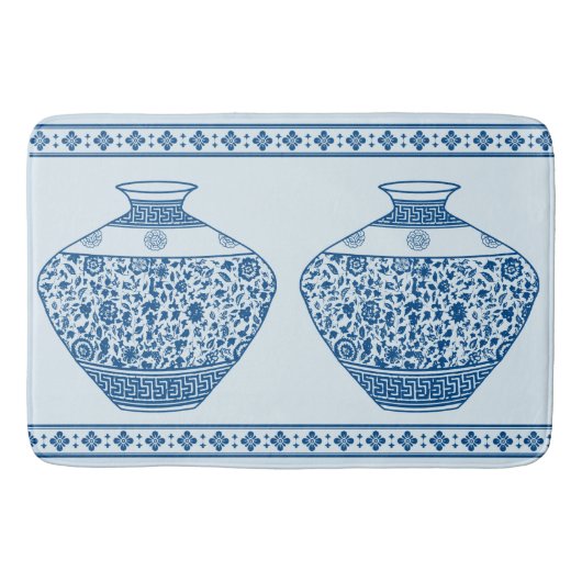 Blauwe Chinoiserie Ginger Jars Vassen Badmat (Voorkant)