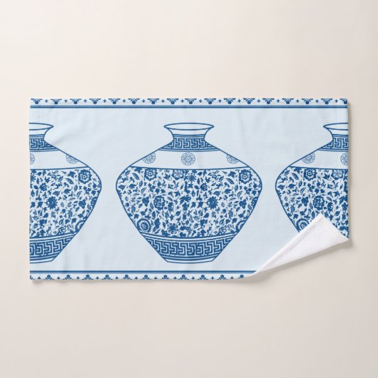  Blauwe Chinoiserie Ginger Jars Vassen Handdoek (Handdoek)