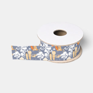 Blauwe Chinoiserie Pagodes Grosgrain Lint