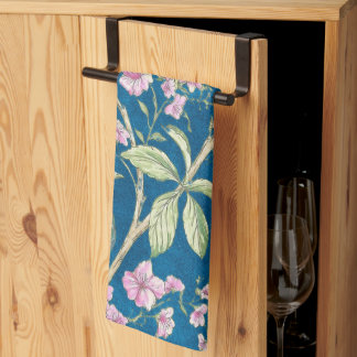Blauwe Chinoiserie pauwenbloem Theedoek