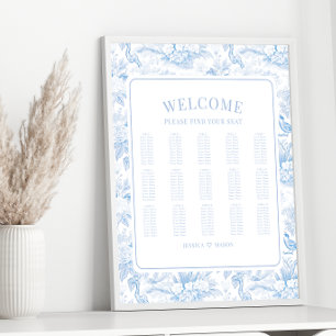 Blauwe chinoiserie porselein bruiloft zitgrafiek poster