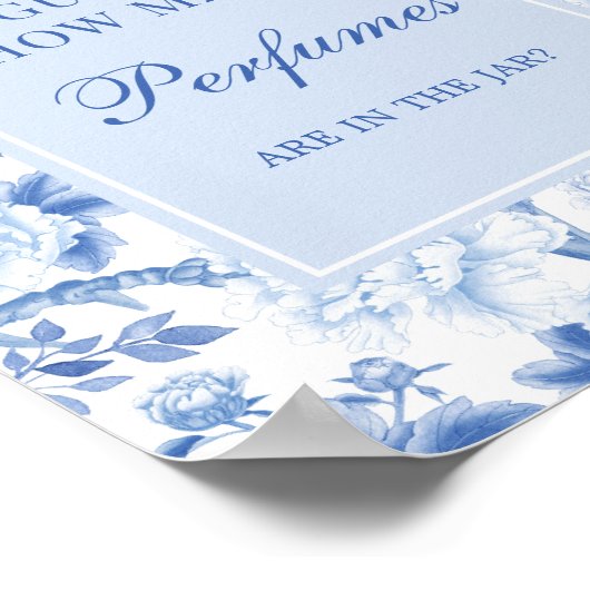 Blauwe Chinoiserie raad eens hoeveel parfums er ge Poster (Hoek)