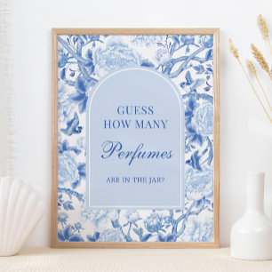 Blauwe Chinoiserie raad eens hoeveel parfums er ge Poster