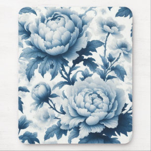 Blauwe Chinoserie Wilde bloemen Muismat