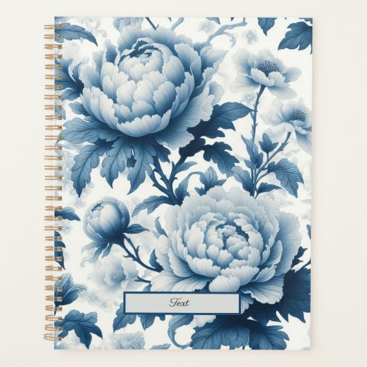 Blauwe Chinoserie Wilde bloemen Planner (Voorkant)
