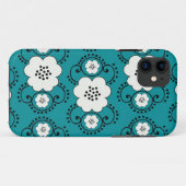 Blauwe chique bloemen Case-Mate iPhone case (Achterkant (horizontaal))