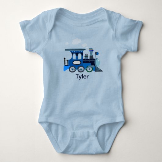 Blauwe Choo Choo Romper (Voorkant)