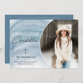 Blauwe Christelijke Afstuderen Foto aankondiging (Voorkant / Achterkant)