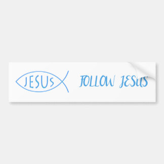 Blauwe Christelijke vis | Volg Jezus Bumpersticker