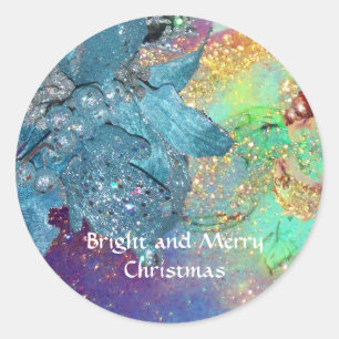 BLAUWE CHRISTMAS STAR , ELEGANTE STROOM IN SPARKLE RONDE STICKER