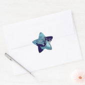 BLAUWE CHRISTMAS STAR IN SPARKLEN STER STICKER (Envelop)