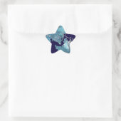 BLAUWE CHRISTMAS STAR IN SPARKLEN STER STICKER (Tas)