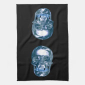 Blauwe Chrome Skull Keukendoek Theedoek (Verticaal)