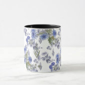 Blauwe chrysanten, waterverf mok (Midden)