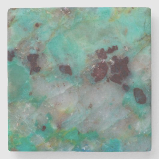 Blauwe Chrysocolla Jaspis Stenen Onderzetter (Voorkant)
