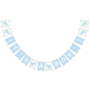 Blauwe Circus Baby shower Elephant is een jongen Vlaggetjes