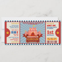 Blauwe  Circus Ticket Intrance First Birthday