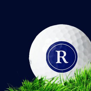 Blauwe cirkel met naam initiaal als monogram golfballen