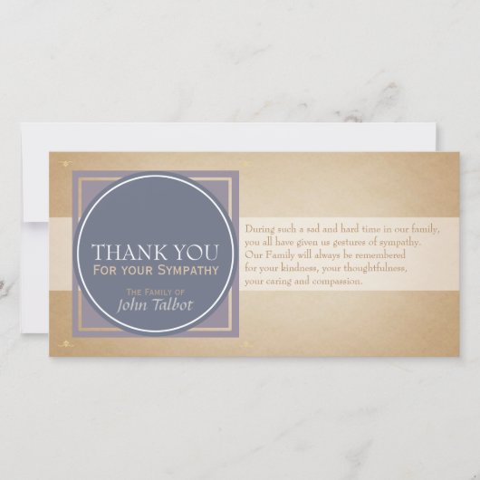 Blauwe Cirkel P Vierkante Labels Condoleance Dank  Bedankkaart (Voorkant)