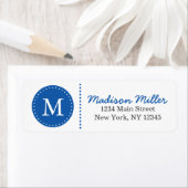 Blauwe Cirkel Stippen Aangepaste Monogram Etiket (Insitu)