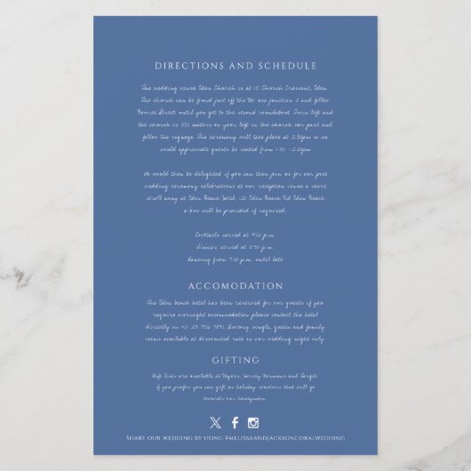 Blauwe cirkel van bladeren bruiloft gast informati (Achterkant)