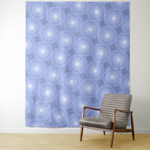 Blauwe cirkels draaien patroon wandkleed