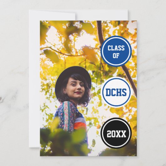 Blauwe cirkels Foto Afstuderen Kaart (Voorkant)