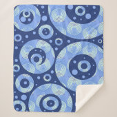 Blauwe cirkels met geometrisch patroon en Stippen Sherpa Deken (Voorkant)