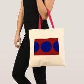 Blauwe cirkels op rood tote bag (Voorkant (product))