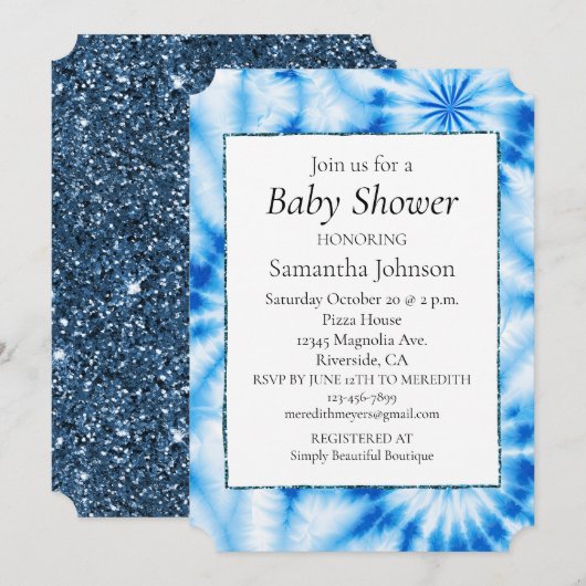 Blauwe cirkels Tie Dye Kaart (Voorkant / Achterkant)