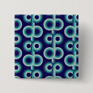 Blauwe cirkels vierkante button 5,1 cm