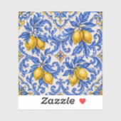 Blauwe Citroen Azulejo-tegel Sticker (Vel)