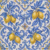 Blauwe Citroen Azulejo-tegel Sticker (Voorkant)
