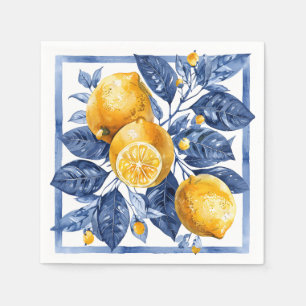 Blauwe citroen citrus zomer servet