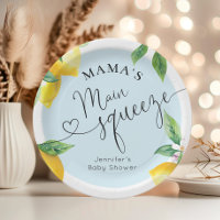 Blauwe citroen mamas hoofd knijpen baby shower ser