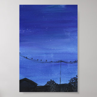 Blauwe Cityscape Print, Waarde Poster Papier