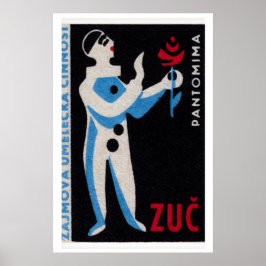 Blauwe Clown Rode Roos - Matchbox Print - Tsjechis