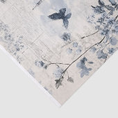 Blauwe collage met Rozen en architectuur Tissuepapier (Detail)