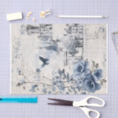 Blauwe collage met Rozen en architectuur Tissuepapier (Craft)