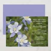 Blauwe Columbine Bloemen Post Trouw Brunch Kaart (Voorkant / Achterkant)