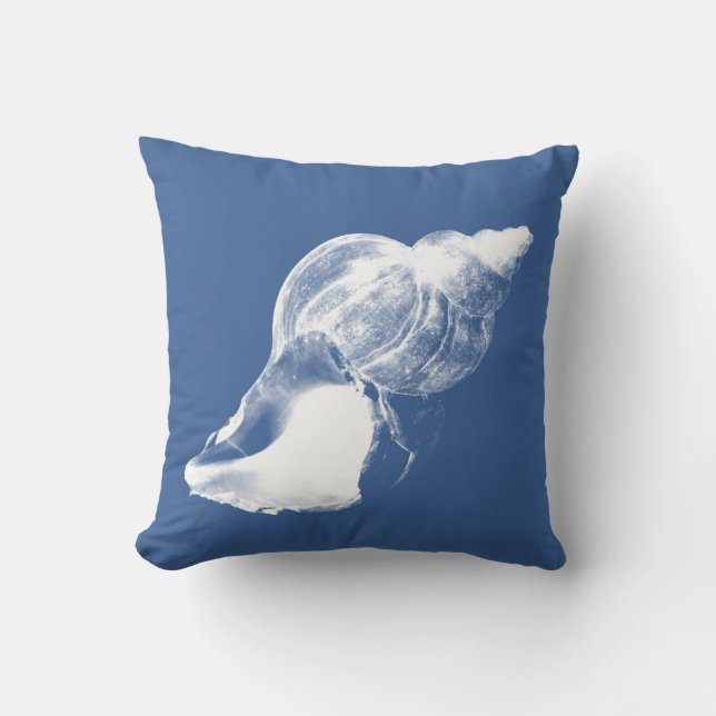 Blauwe Conch Schelp Vierkante Kussen (Voorkant)