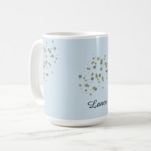 Blauwe confetti stippen met naam koffiemok