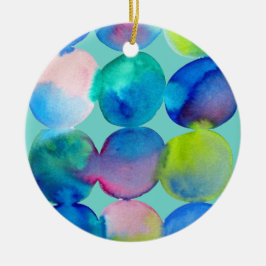 Blauwe coole waterverf abstracte kunst keramisch ornament