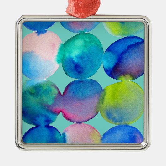 Blauwe coole waterverf abstracte kunst metalen ornament (Voorkant)