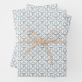 Blauwe Coquette Bogen, Trellis, Preppy Inpakpapier Vel (In situ)