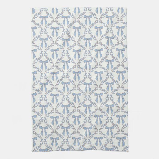 Blauwe Coquette Bogen, Trellis, Preppy Theedoek (Verticaal)